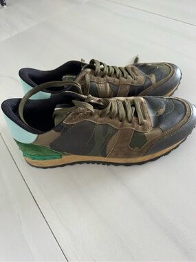 Valentino Garavani Men's Camouflage Olive & Mint Runner Sneakers